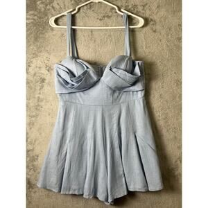 Luxxel Blue Romper Pleated Skort Coquette Balletcore Soft Girl Feminine Mini LG